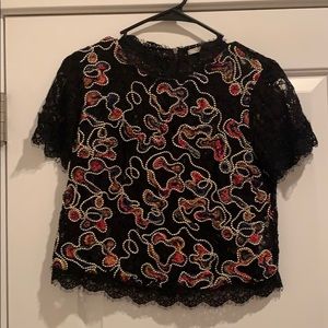 Lace detailed short sleeve Zara blouse
